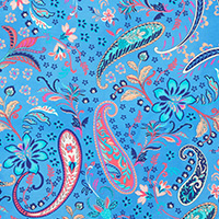 Närbild på Burano mönster i blått.