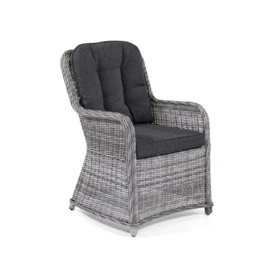 Hastings fåtölj i ljusgrå konstrotting med mörkgrå dyna.