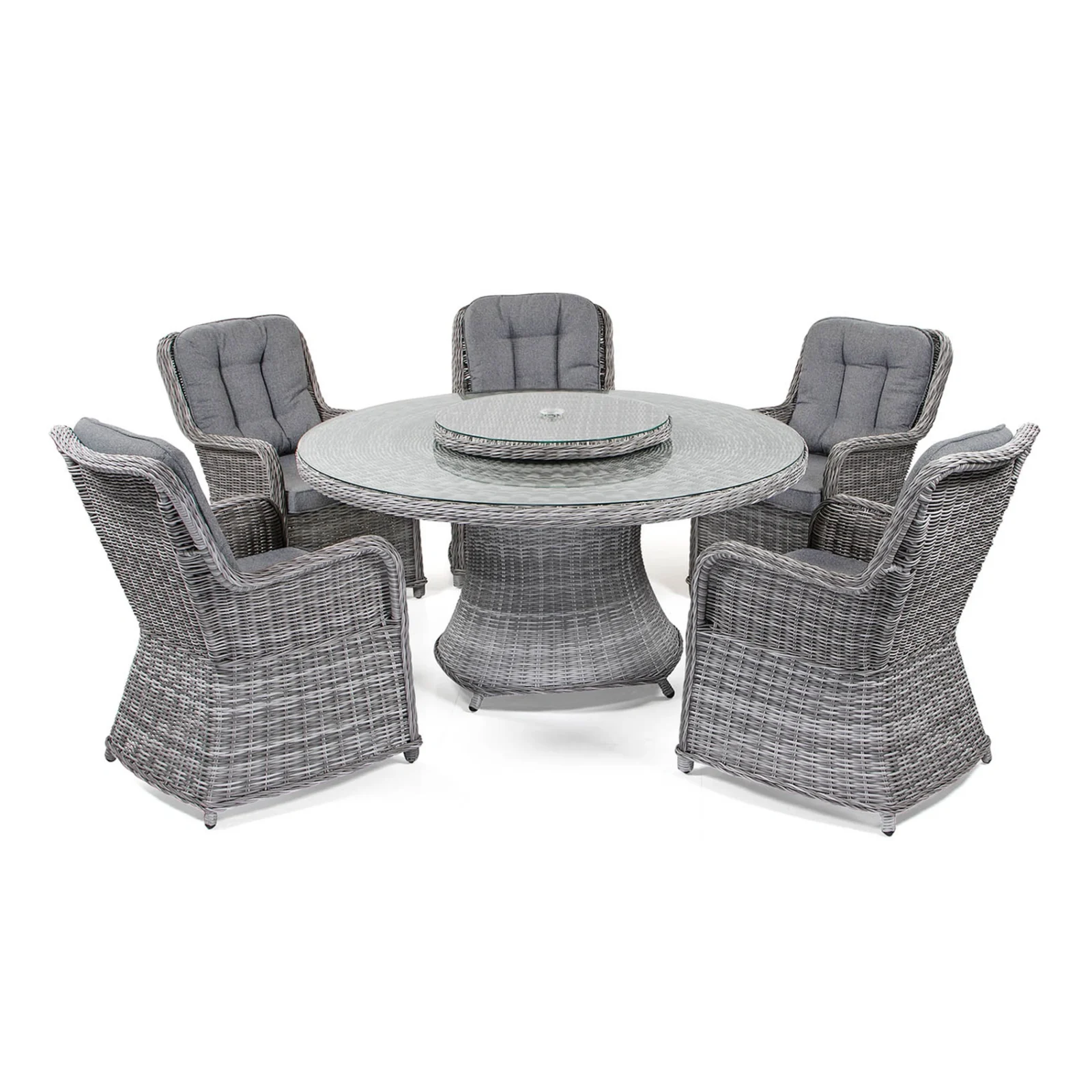 Hastings matgrupp pärlgrå/ljusgrå – med ishink – 5 stolar, Ø150 cm