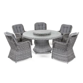 Hastings matgrupp pärlgrå/ljusgrå – med ishink – 5 stolar, Ø150 cm