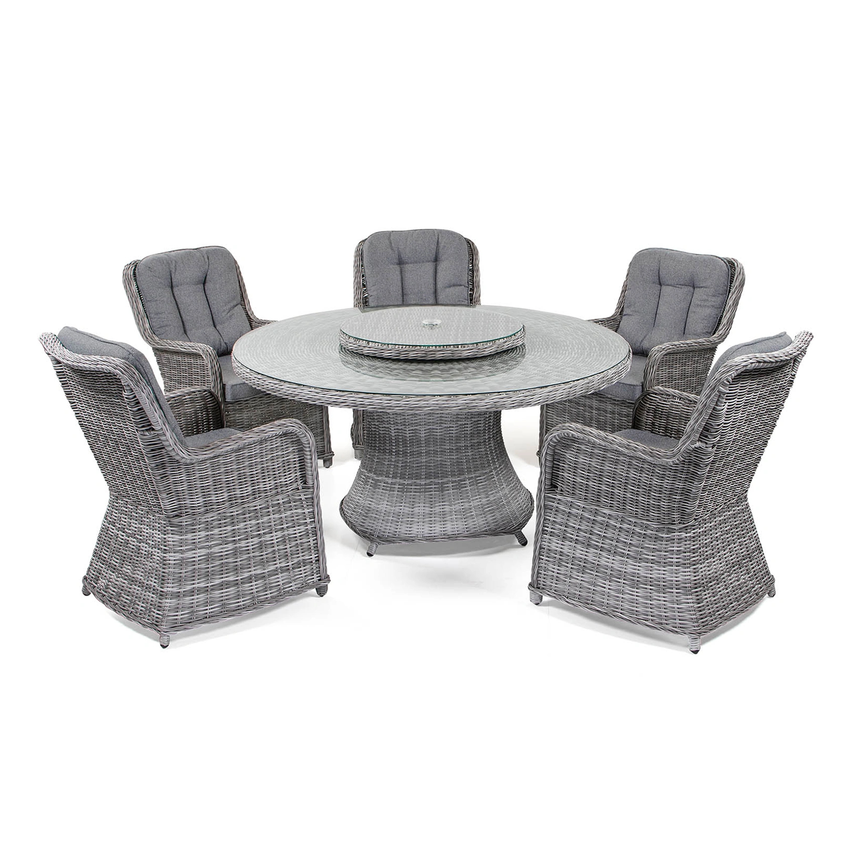 Hastings matgrupp pärlgrå/ljusgrå – med ishink – 5 stolar, Ø150 cm