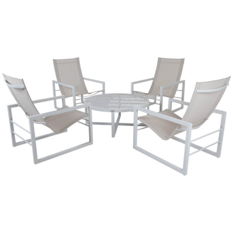 Vevi fåtöljgrupp i vitt.