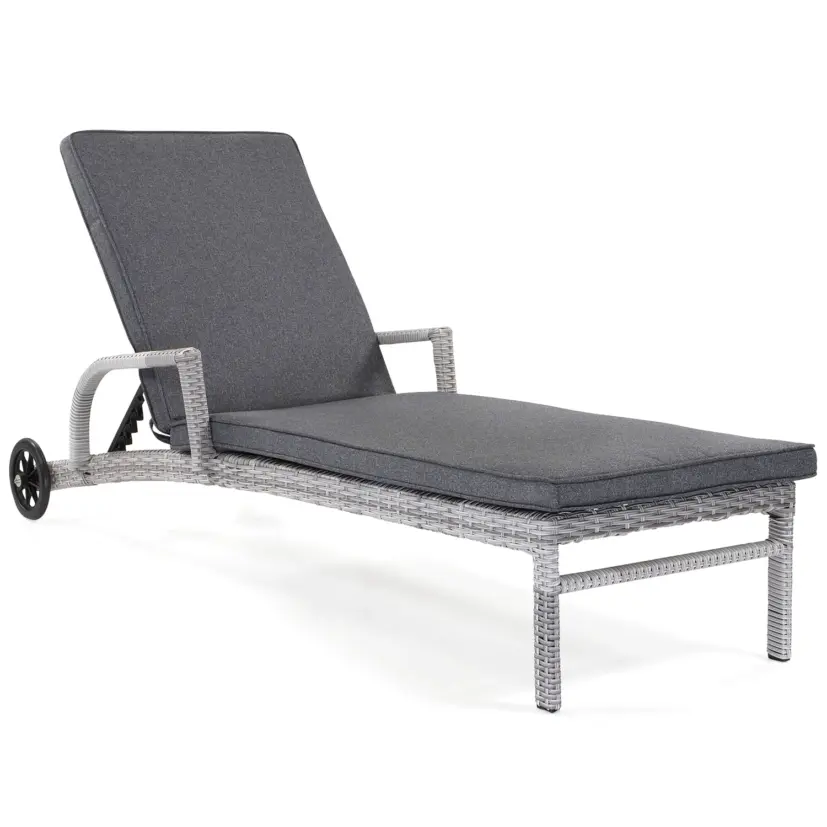 Costa solsängar set inkl. sidobord, pärlgrå/mörkgrå