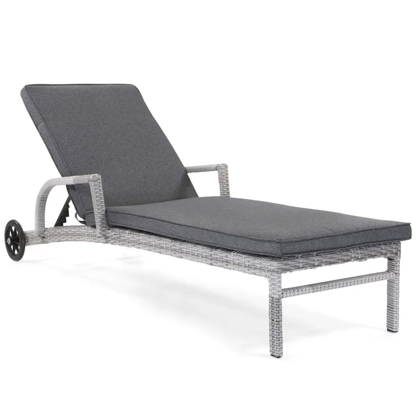 Costa solsängar set inkl. sidobord, pärlgrå/mörkgrå