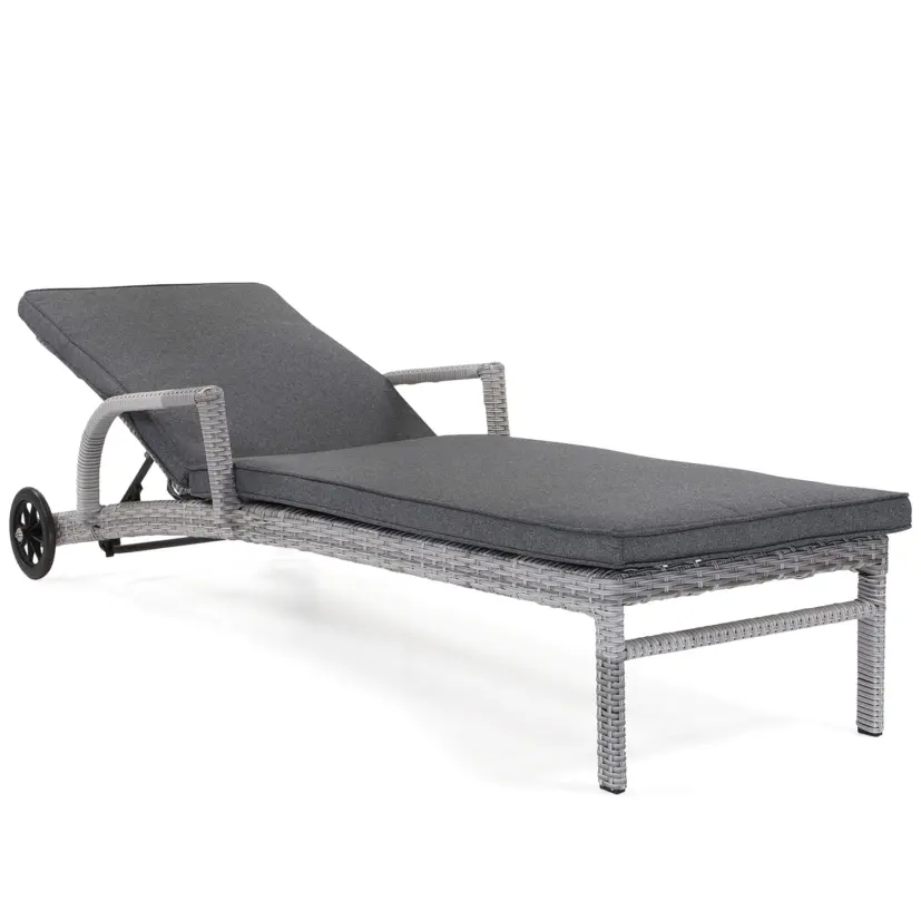 Costa solsängar set inkl. sidobord, pärlgrå/mörkgrå