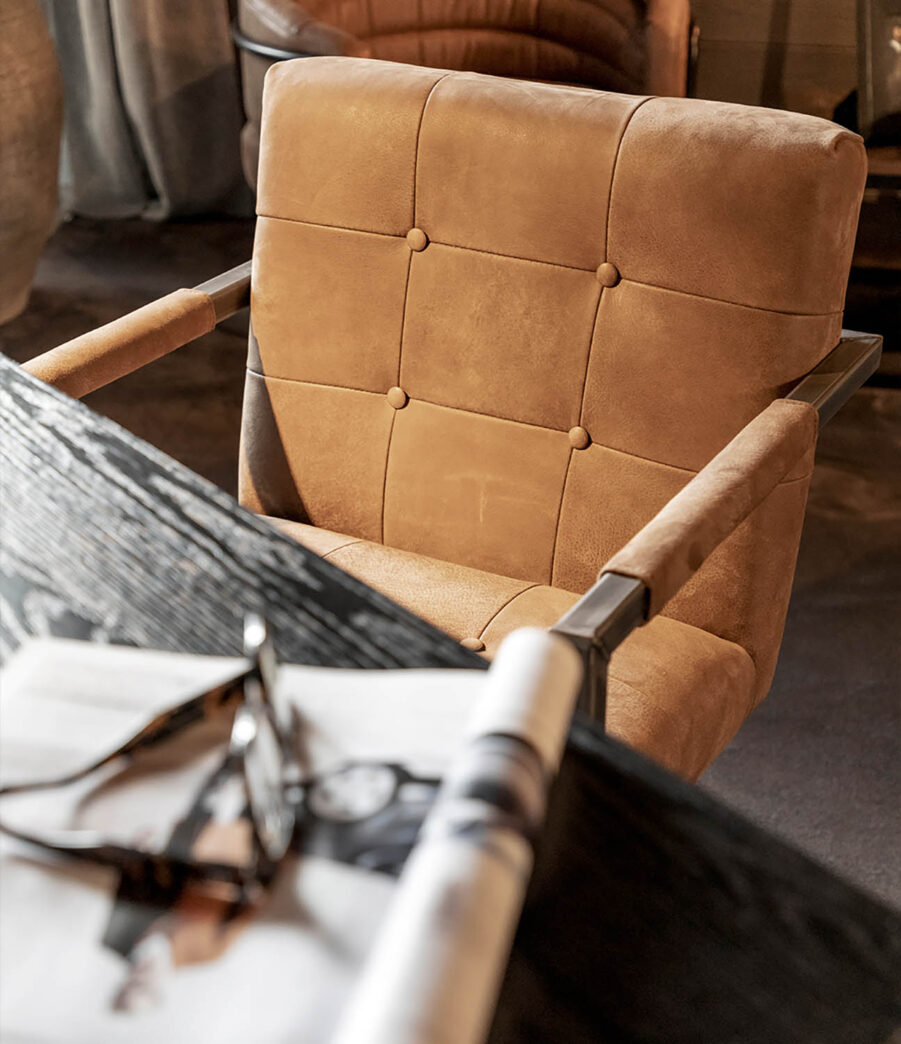Artwood Jed karmstol nubuck brown leather