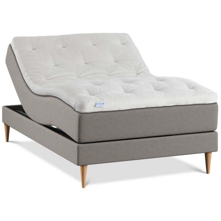 Family Plus Ställbar säng 120x200 cm i tyget ECO Brungrå med Harmony Style bäddmadrass