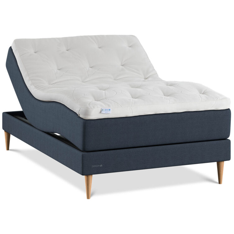 Family Plus Ställbar säng 120x200 cm i tyget ECO Blå med Harmony Style bäddmadrass