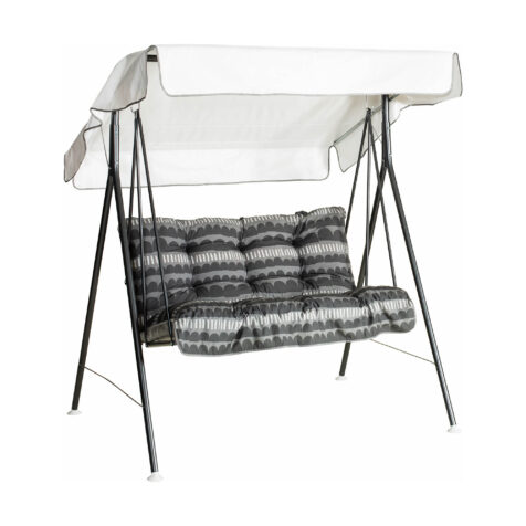 Bild på Duetto hammock med gråa mönstrade dynor.