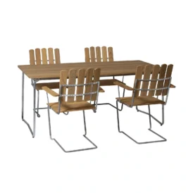 Klassikergrupp oljad ek / varmförzinkat - 4 A2 stolar, B31 170 bord