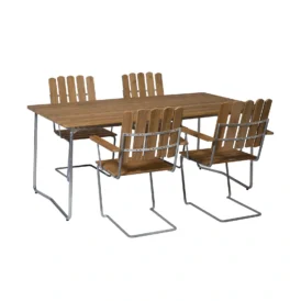 Klassikergrupp teak / varmförzinkat - 4 A2 stolar, B31 170 bord