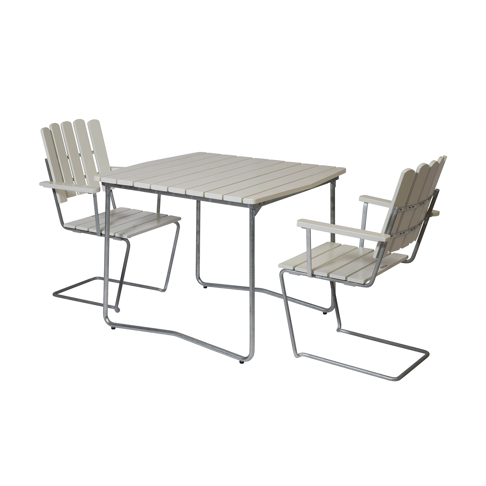 KLassikergrupp café med A2 och b31 i vitt med varmförzinkat stativ.