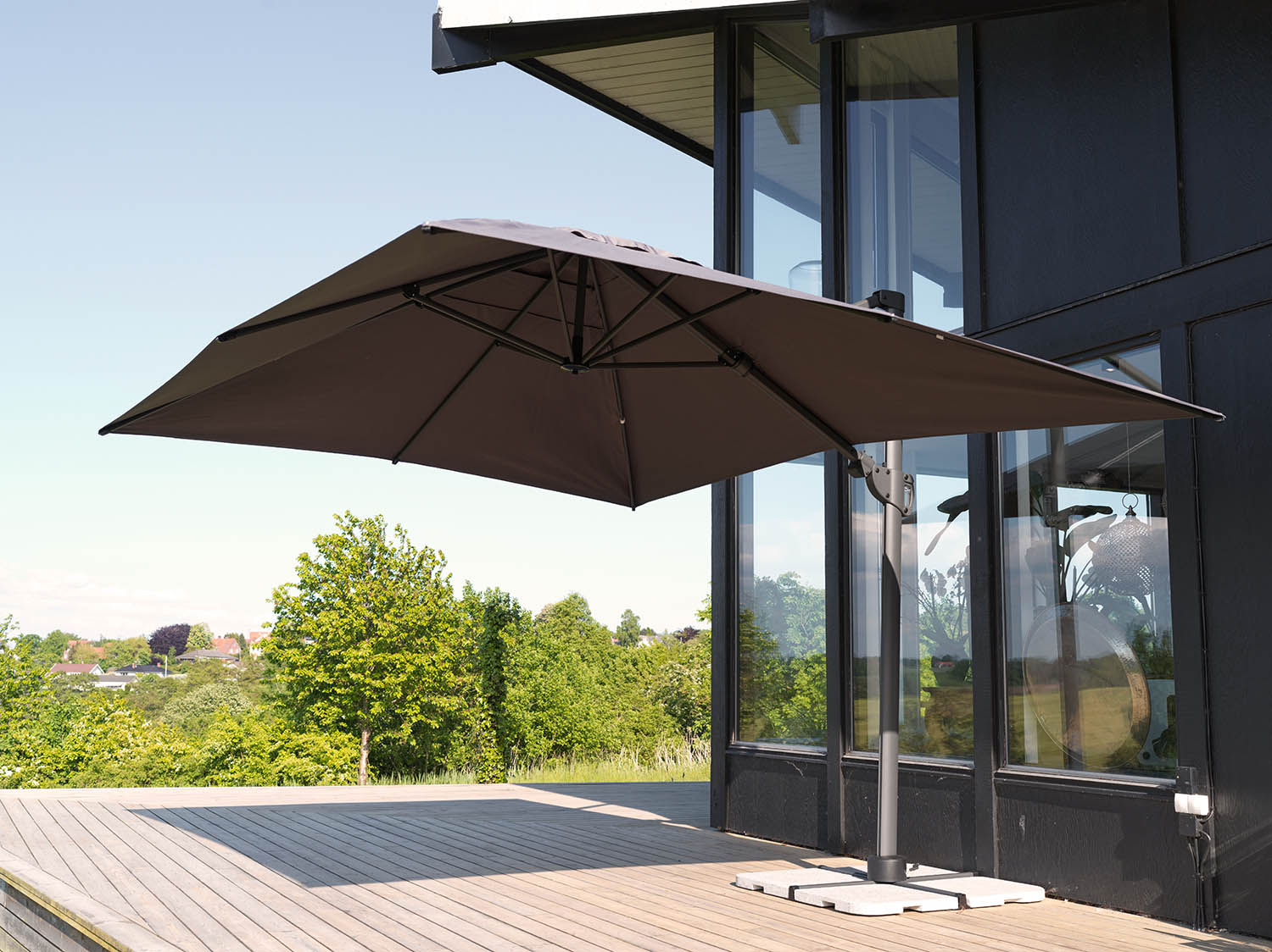 Varallo frihängande parasoll antracit/grå 300x400 cm