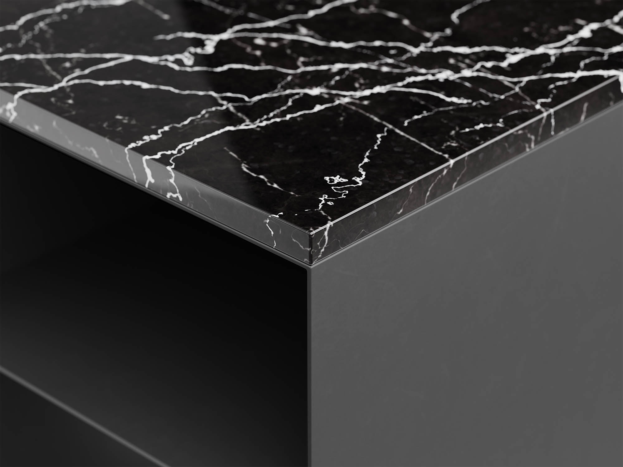 Holme sängbord svart/marmor