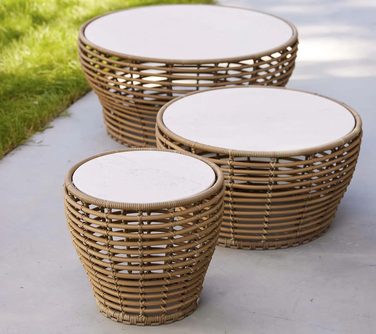 Basket soffbord natur/keramik Ø95 cm