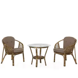 Maria fåtöljgrupp brun/beigemelerad