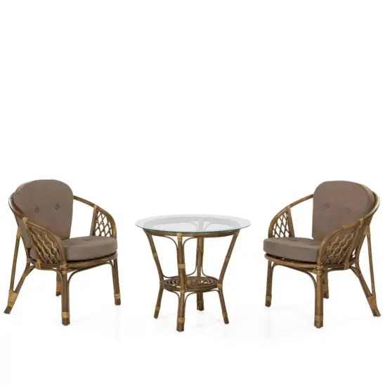 Maria fåtöljgrupp brun/beigemelerad