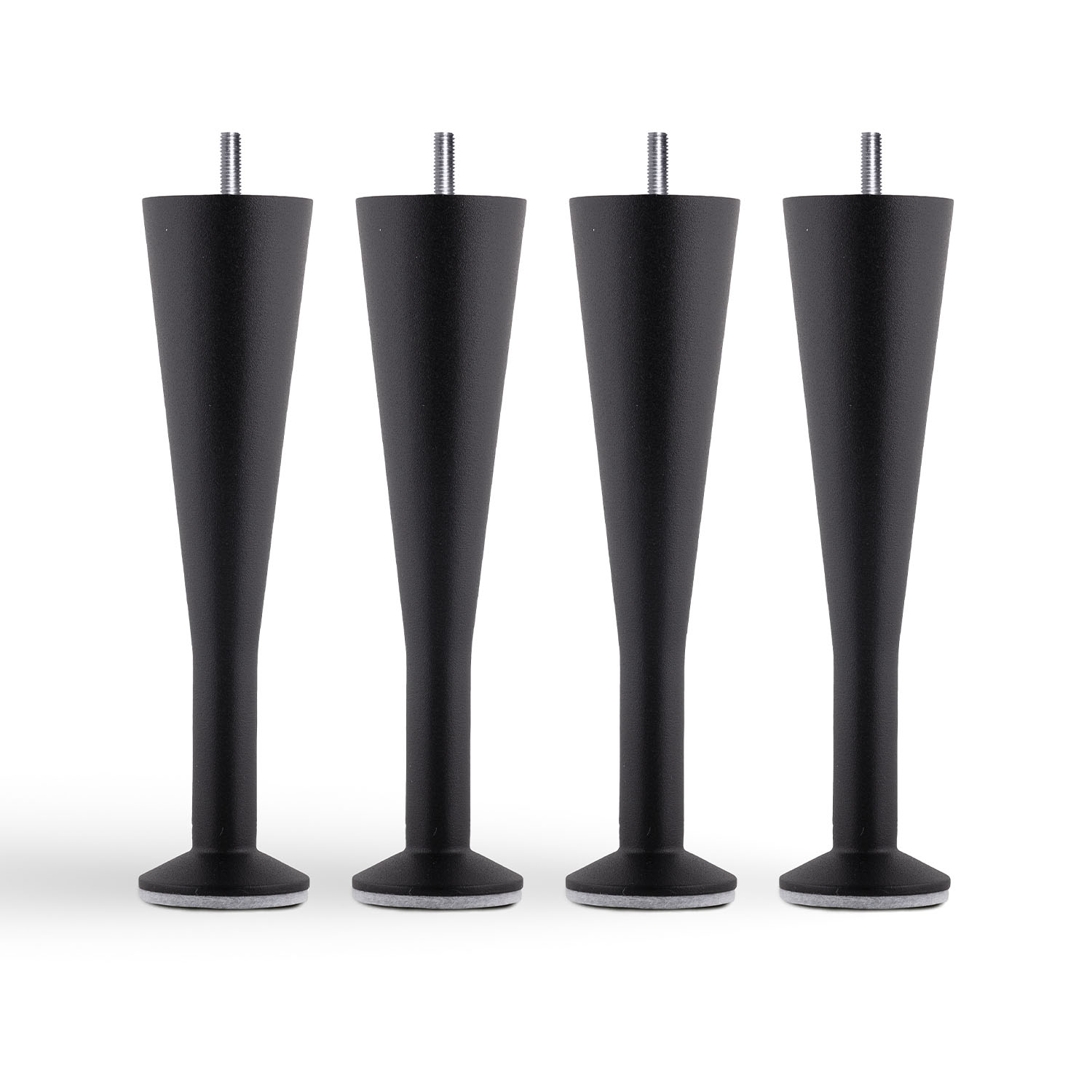 Design sängben – matt svart stål, 18 cm