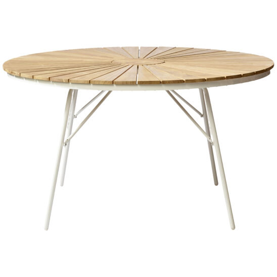 Cinas Ellen bord teak/vit Ø130 cm