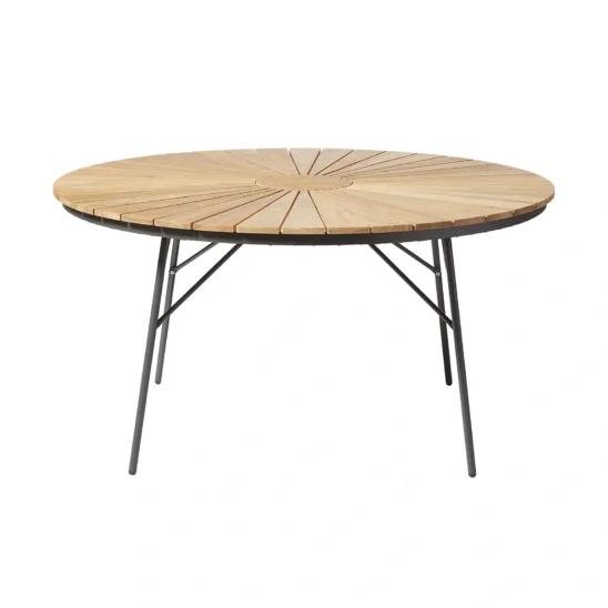 Cinas matbord med antracitgrå stomme och teakskiva. c