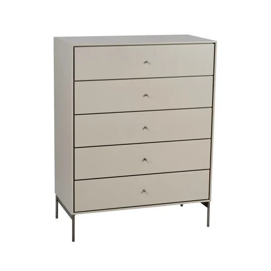 Volt byrå 5 lådor beige/rostfri