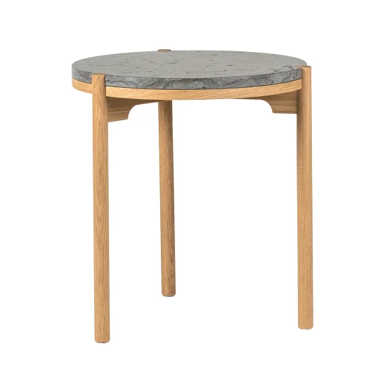 Dondo sidobord ek/slipad kalksten Ø45 cm