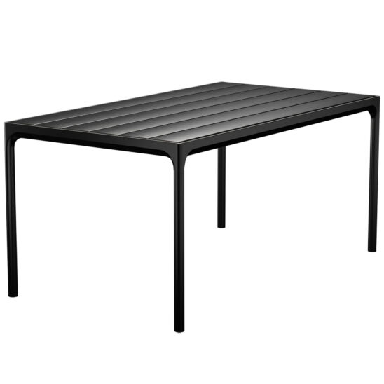 Four matbord i storleken 160x90 cm i svart pulverlack.
