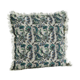 Kuddfodral med fransar grön 50x50 cm