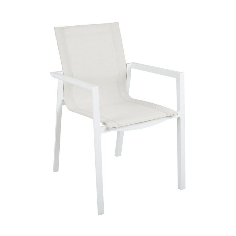 Delia karmstol i vitt med textilen i offwhite.Delia är en modern kollektion som består av...