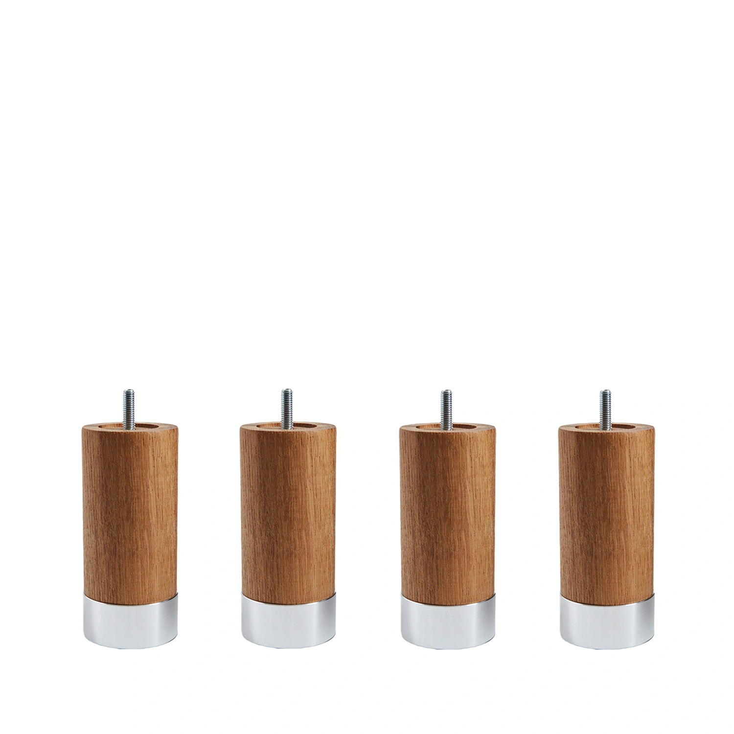 Cylinder sängben oljad ek / aluminiumfot – 13 cm