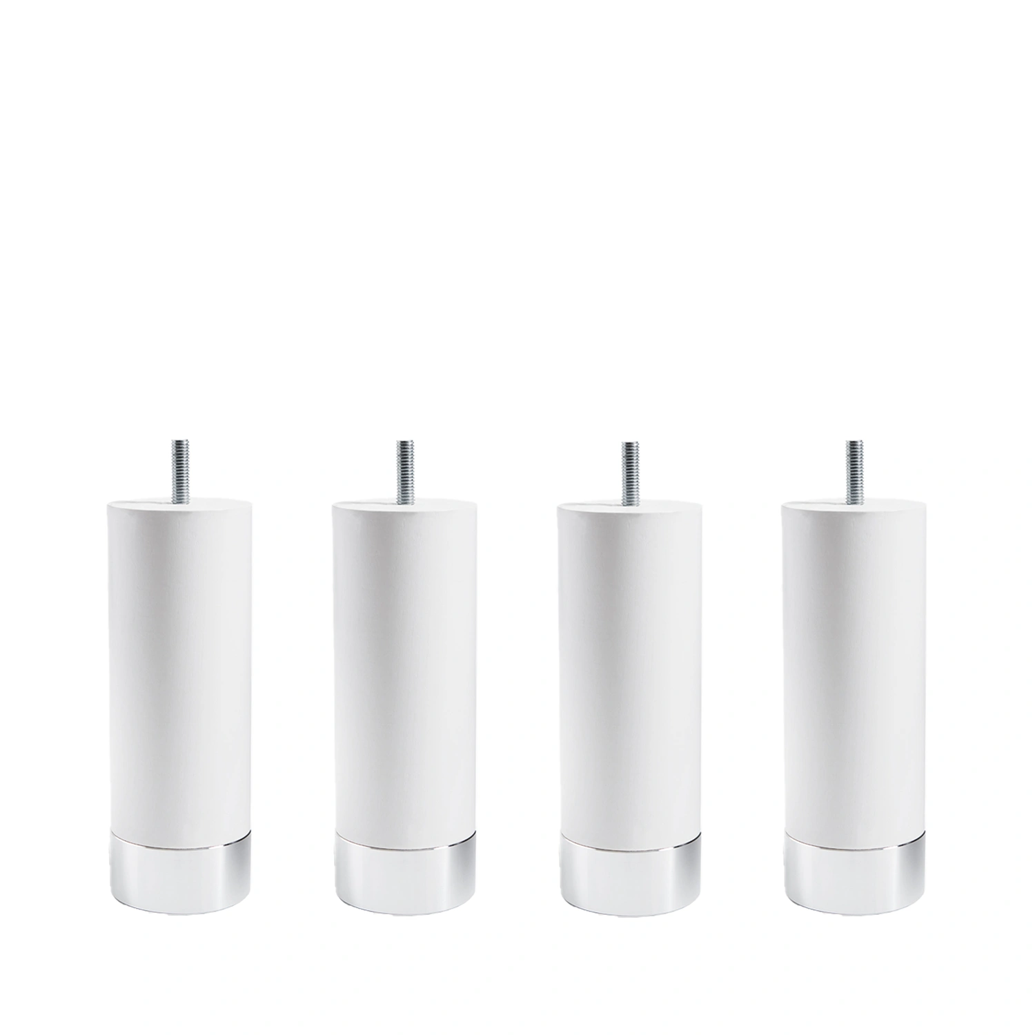 Cylinder sängben vit / aluminiumfot – 17 cm