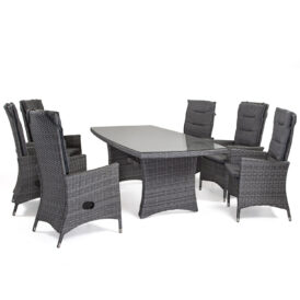 Georgia matgrupp antracit/mörkgrå - 6 stolar - 200x100 cm