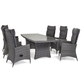 Georgia Lyx rektangulär matgrupp antracit/mörkgrå