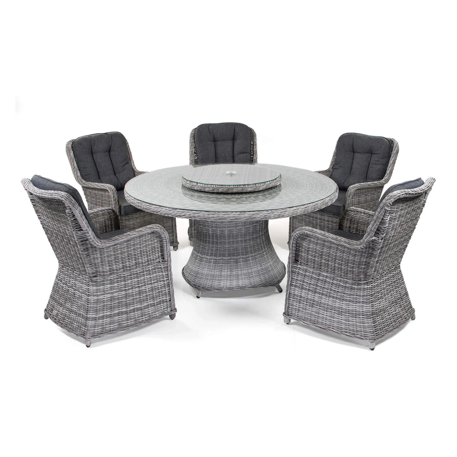 Hastings matgrupp pärlgrå/mörkgrå - med ishink - 5 stolar, Ø150 cm