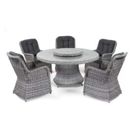 Hastings matgrupp pärlgrå/mörkgrå - med ishink - 5 stolar, Ø150 cm