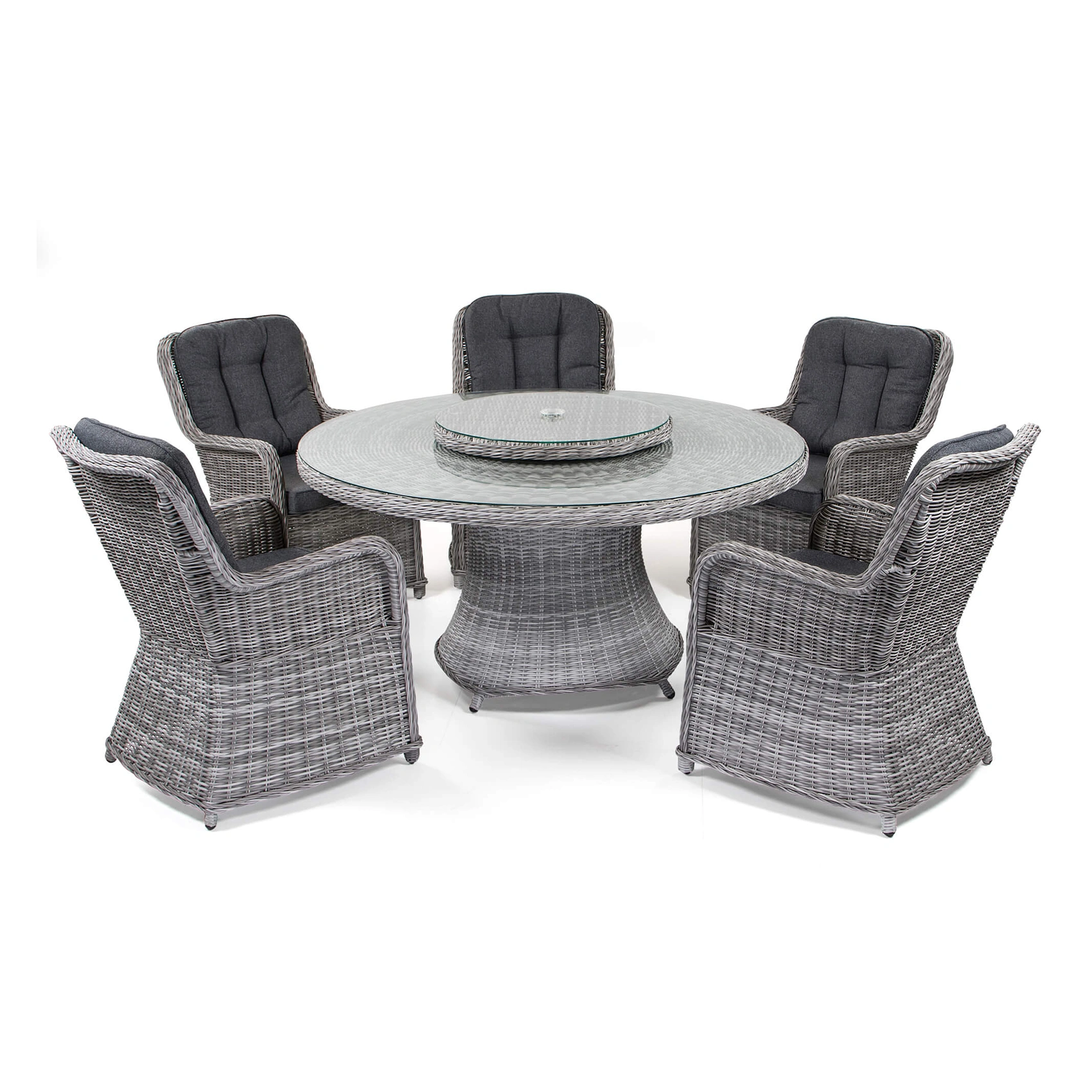 Hastings matgrupp pärlgrå/mörkgrå - med ishink - 5 stolar, Ø150 cm