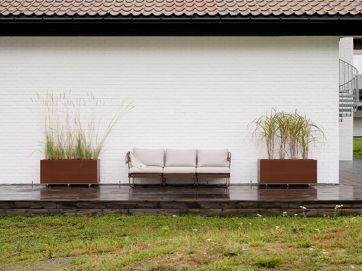 BEDD odlingslåda med ben/hjul, Rostlack 120x40x50 cm