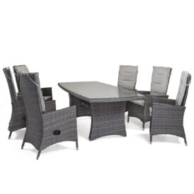 Georgia matgrupp antracit/ljusgr? - 6 stolar - 200x100 cm