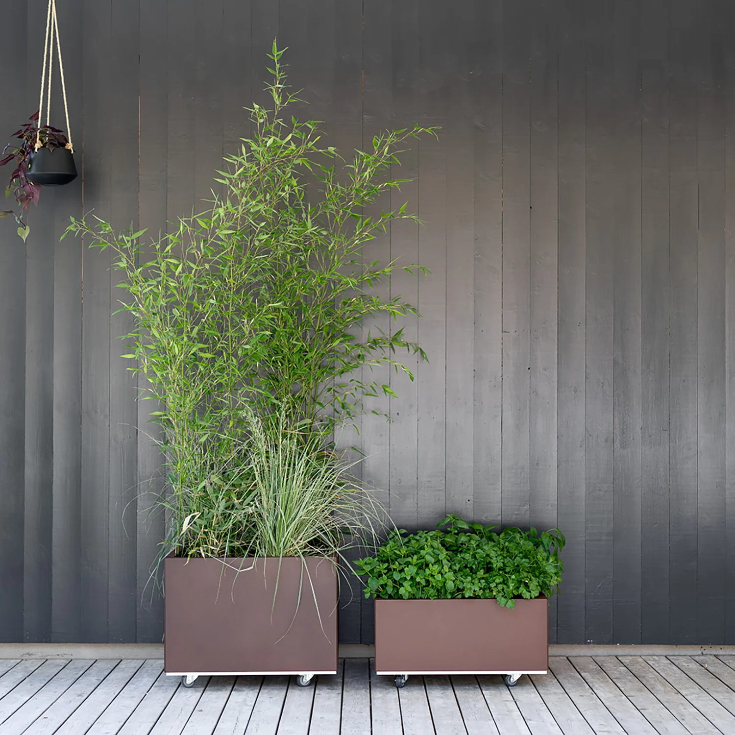 BEDD odlingslåda med ben/hjul, Rostlack 60x60x25 cm