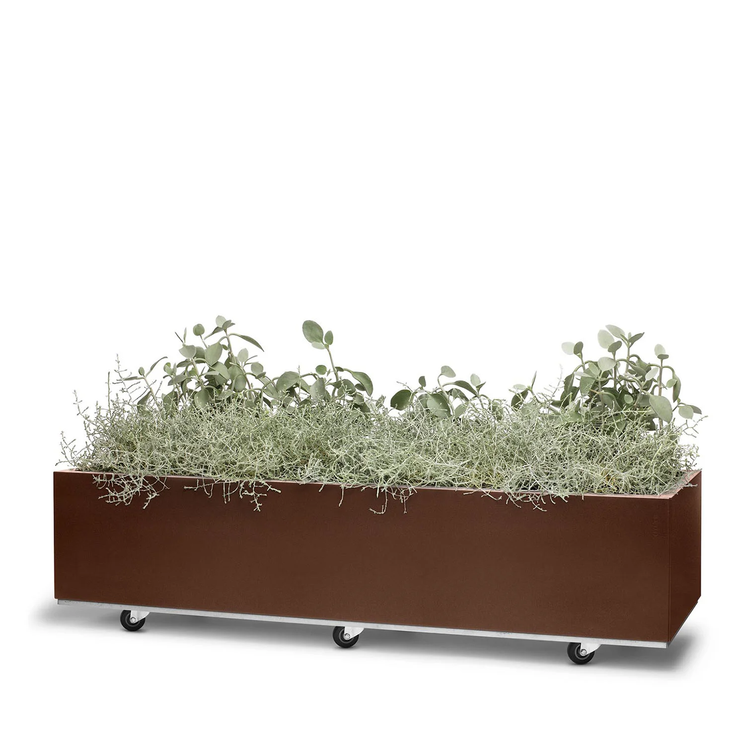 BEDD odlingslåda med ben/hjul, Rostlack 120x40x25 cm