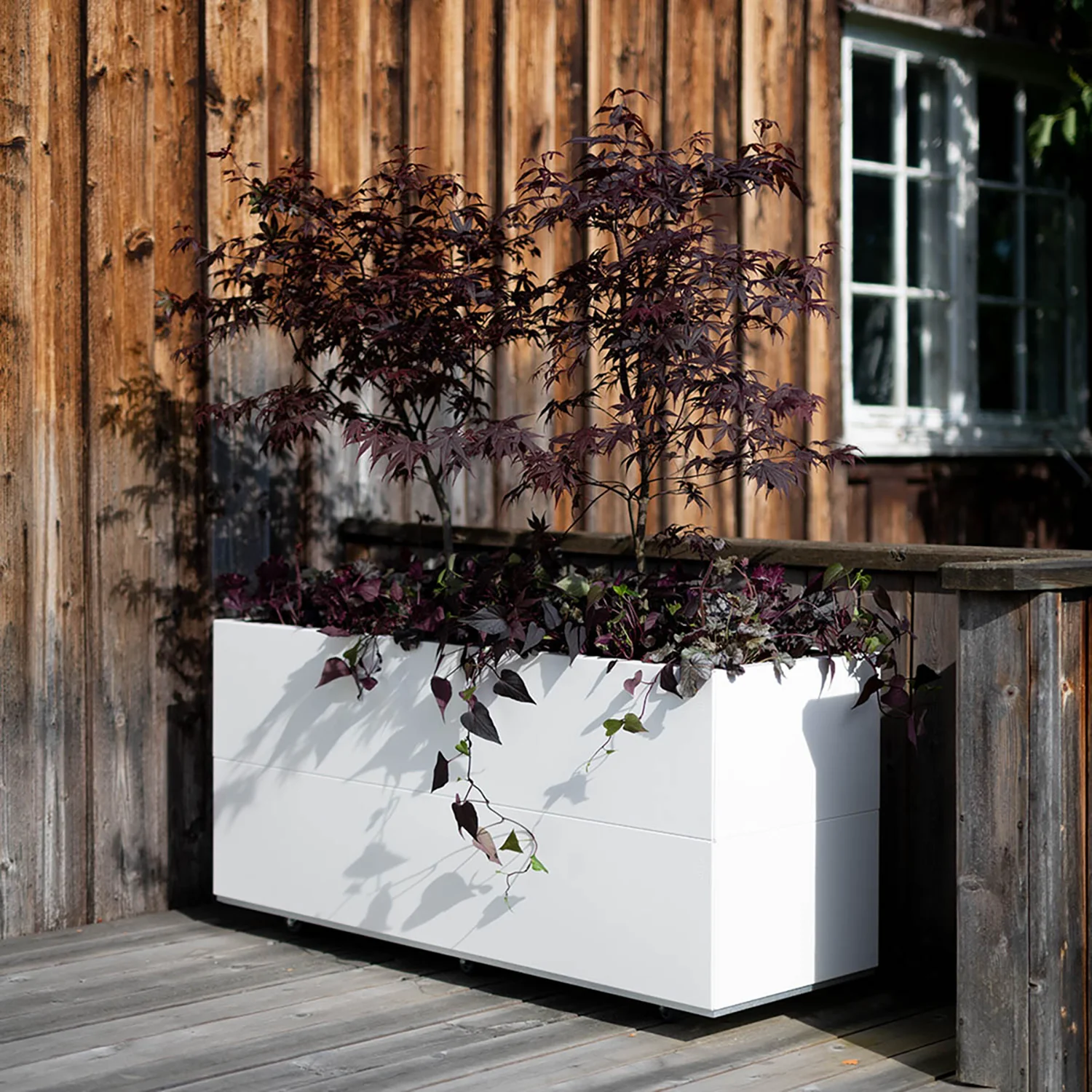 BEDD odlingslåda med ben/hjul, Vit 120x40x50 cm