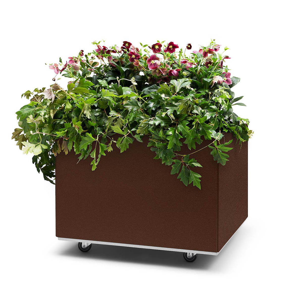 BEDD odlingslåda med ben/hjul, Rostlack 60x60x40 cm