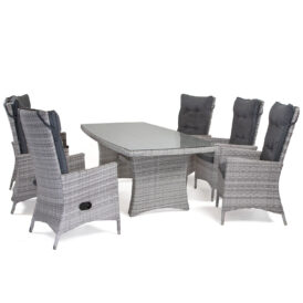 Georgia Lyx rektangulär matgrupp pärlgrå/mörkgrå