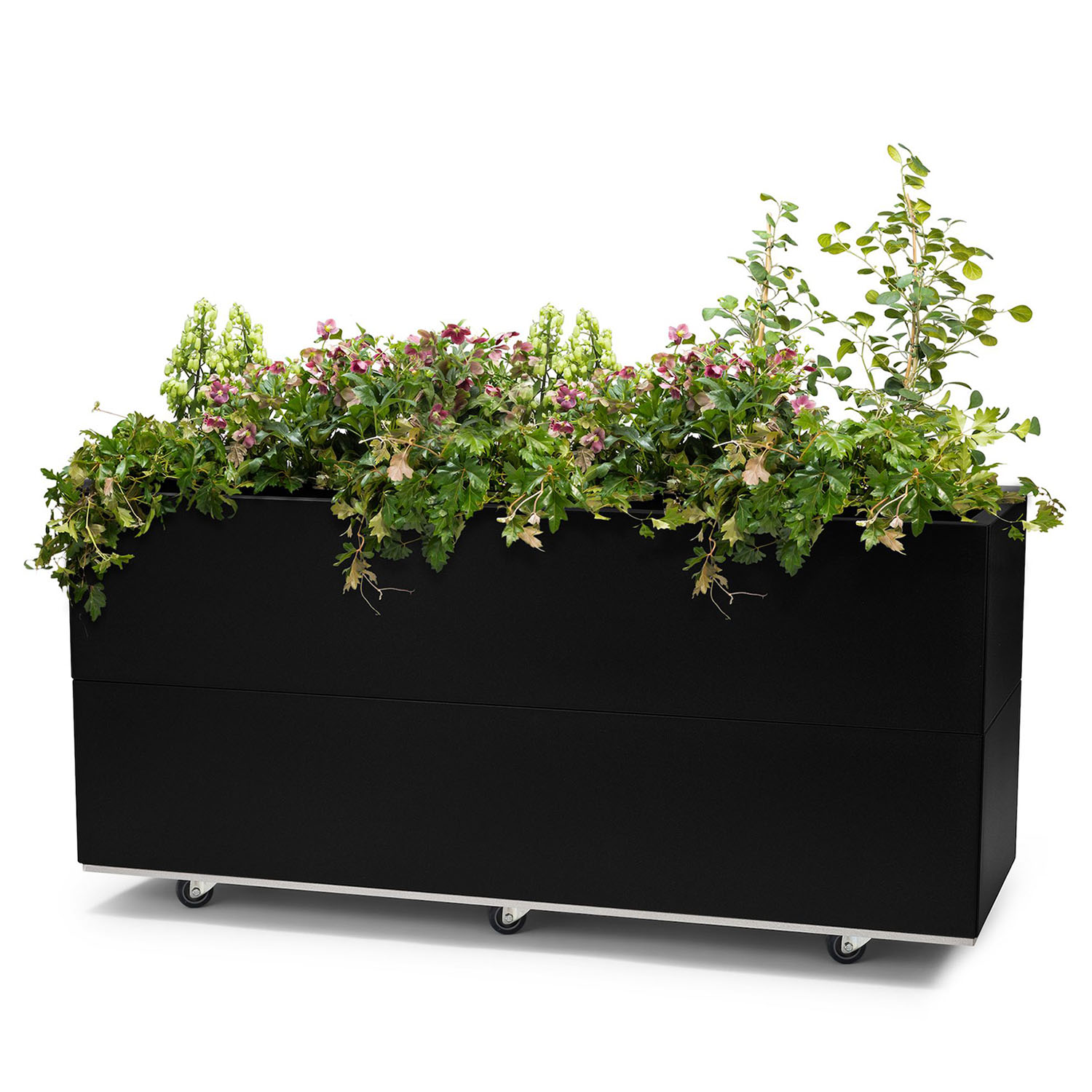 BEDD odlingslåda med ben/hjul, Svart 120x40x50 cm