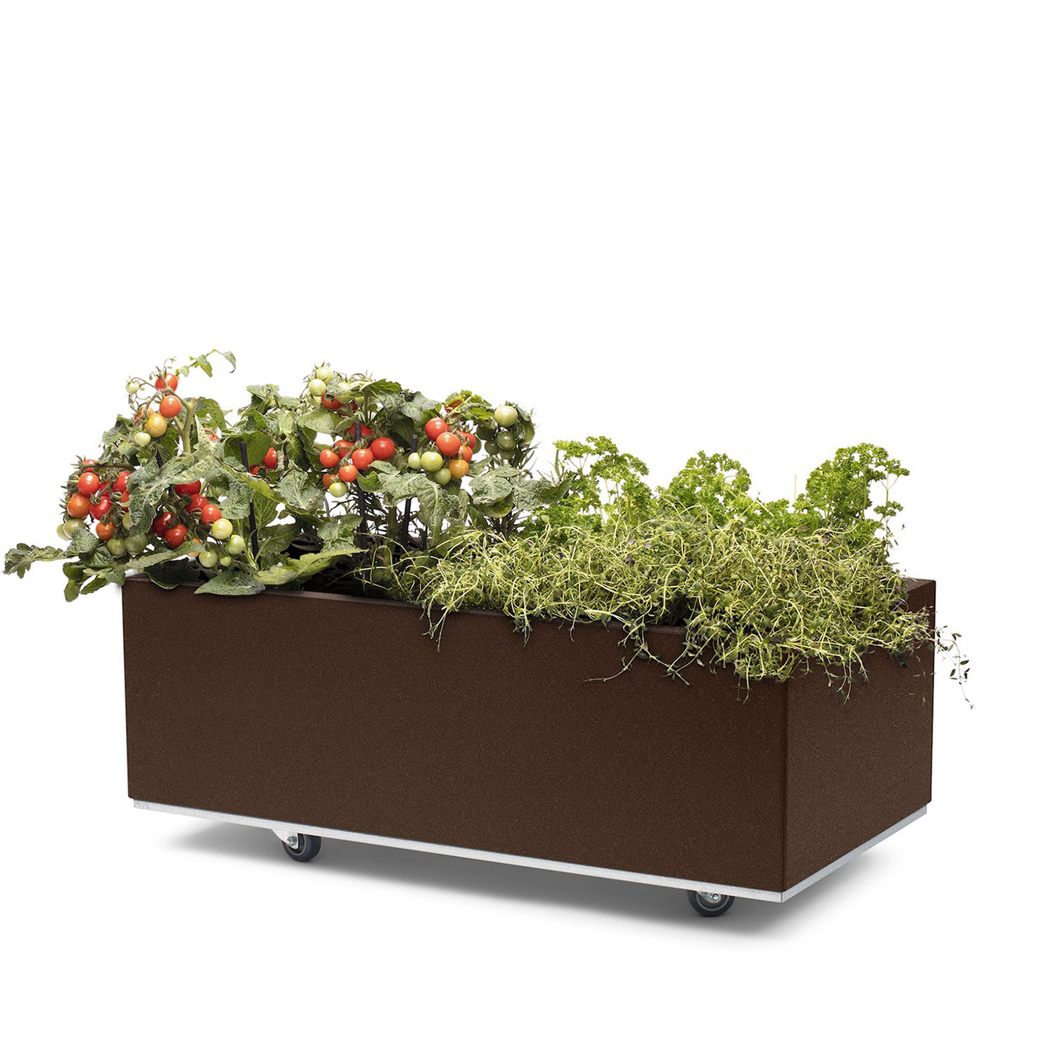 BEDD odlingslåda med ben/hjul, Rostlack 80x40x25 cm