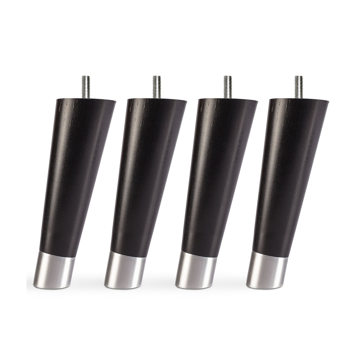 Runda lutande sängben - svart/metallfot, 20 cm