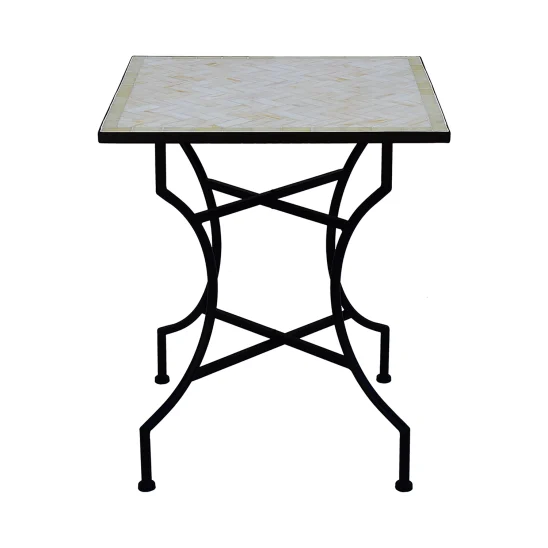 Trieste mosaikbord offwhite/svart 60x60 cm