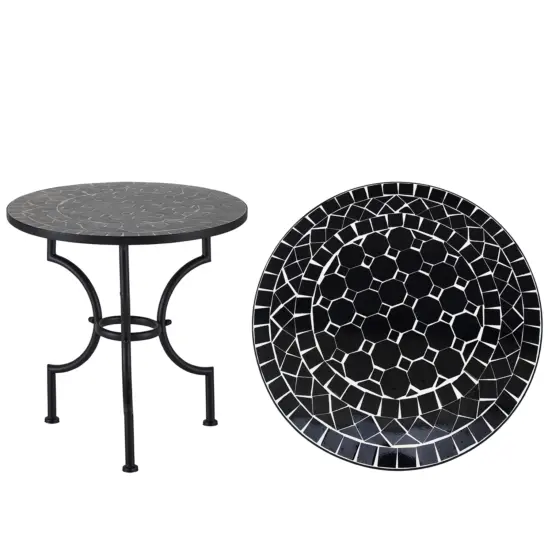 Trieste mosaiksidobord svart/svart Ø50 cm