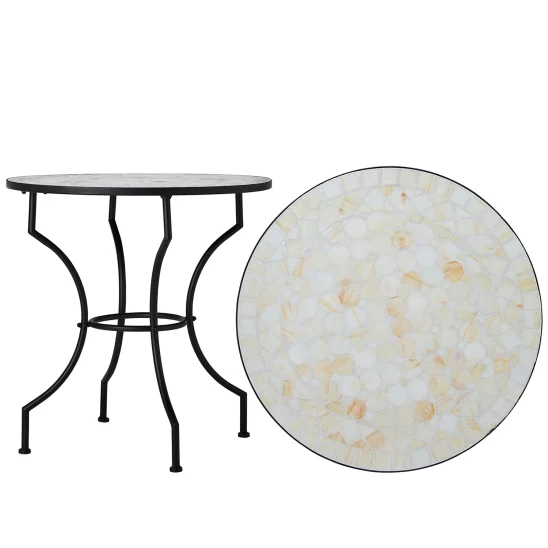 Trieste mosaikbord offwhite/svart Ø70 cm