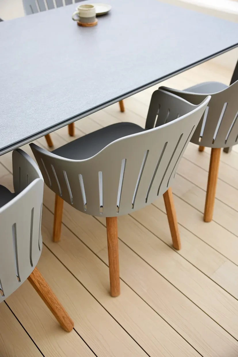 Choice matstol taupe/teak med vadderad sits